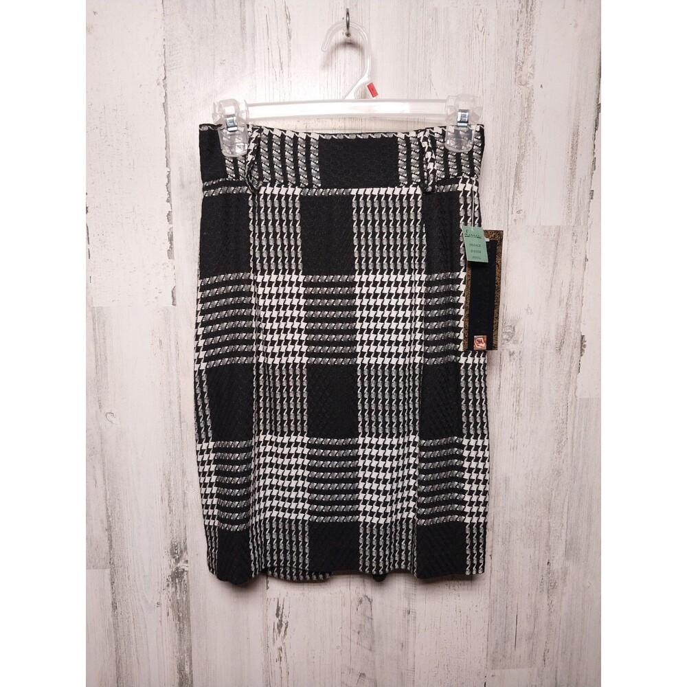 DAVID BENJAMIN VINTAGE HOUNDSTOOTH BLACK & WHITE PLAID SKIRT SIZE 6 NWT